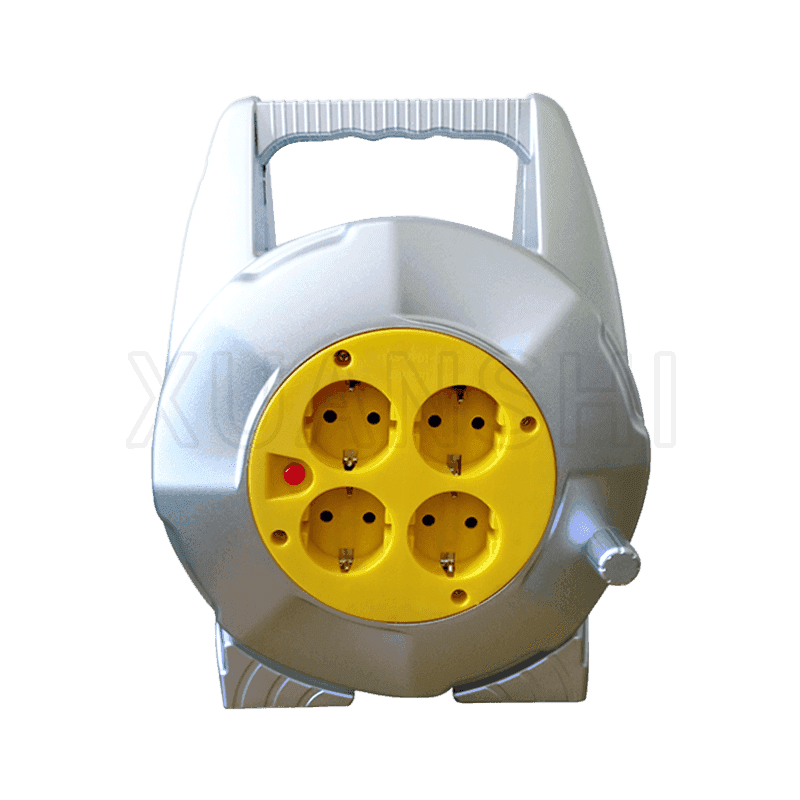 Carretel de cabo de extensão retrátil de plástico pequeno padrão europeu de 4 vias JL-3,XS-XPD1A