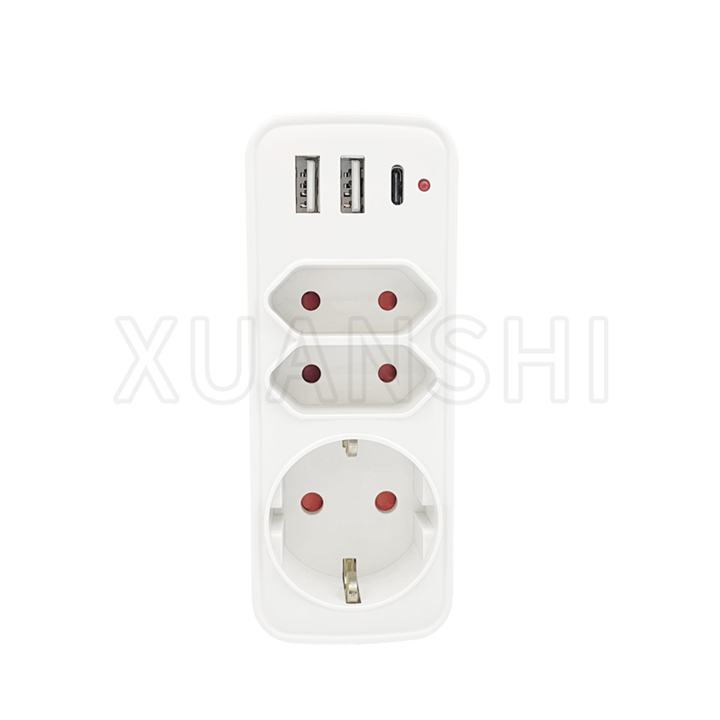 Adaptador de soquete USB 5 em 1 para home travel office XS-ZHQD3U